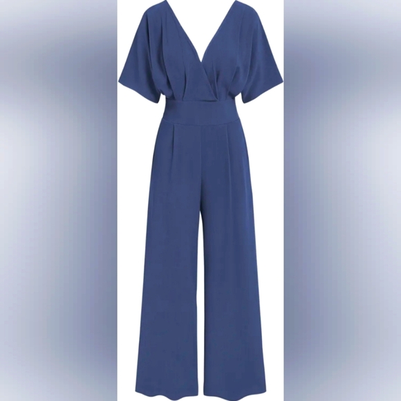 Cider Pants - Cider Brand Navy V-Neck Corset Jumpsuit w/pockets.